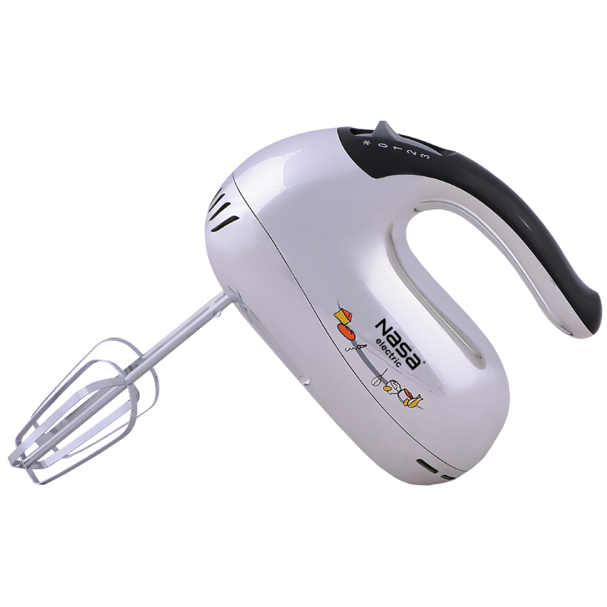 همزن دستی ناسا الکتریک مدل NS-920 رنگ سفید مشکی و نقره ای نمای سه رخ