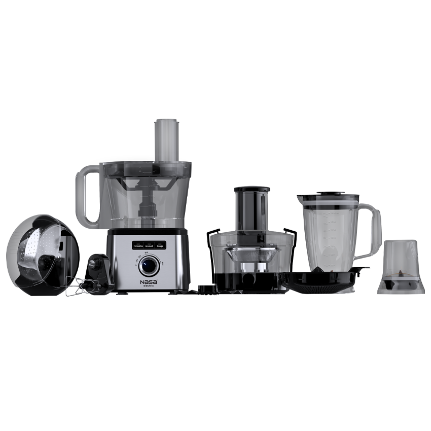 غذاساز چندکاره ناسا الکتریک مدل NS‑628 با بدنه استیل و پارچ شفاف
