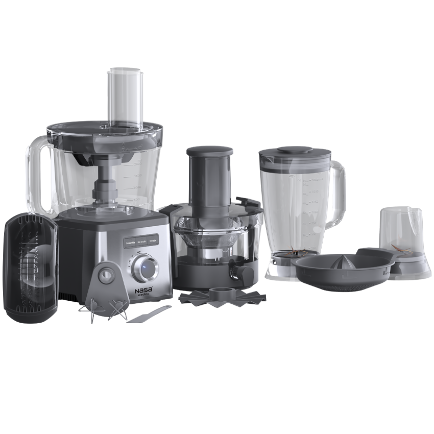 نمای بالای غذاساز NS‑628 ناسا الکتریک با دکمه‌های کنترل و تنظیم سرعت