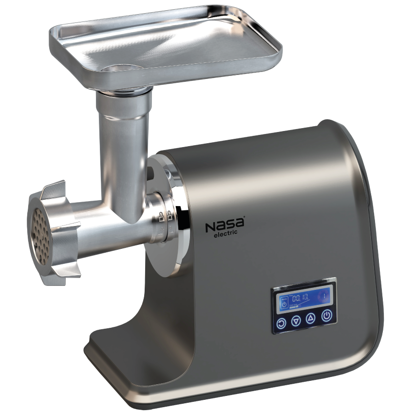 چرخ گوشت ناسا الکتریک NS-323 خاکستری تیره و کروم نمای سه‌رخ