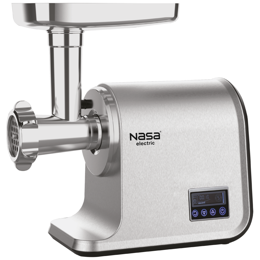 چرخ گوشت ناسا الکتریک NS-323 نقره‌ای مات و کروم نمای جانبی