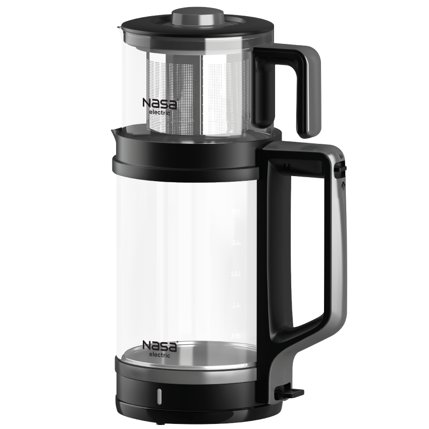 چای ساز ناسا الکتریک مدل NS-523 رنگ مشکی نمای سه رخ