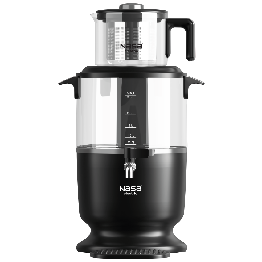 نمای روبه‌روی سماور برقی ناسا الکتریک مدل NS-525 با بدنه مشکی