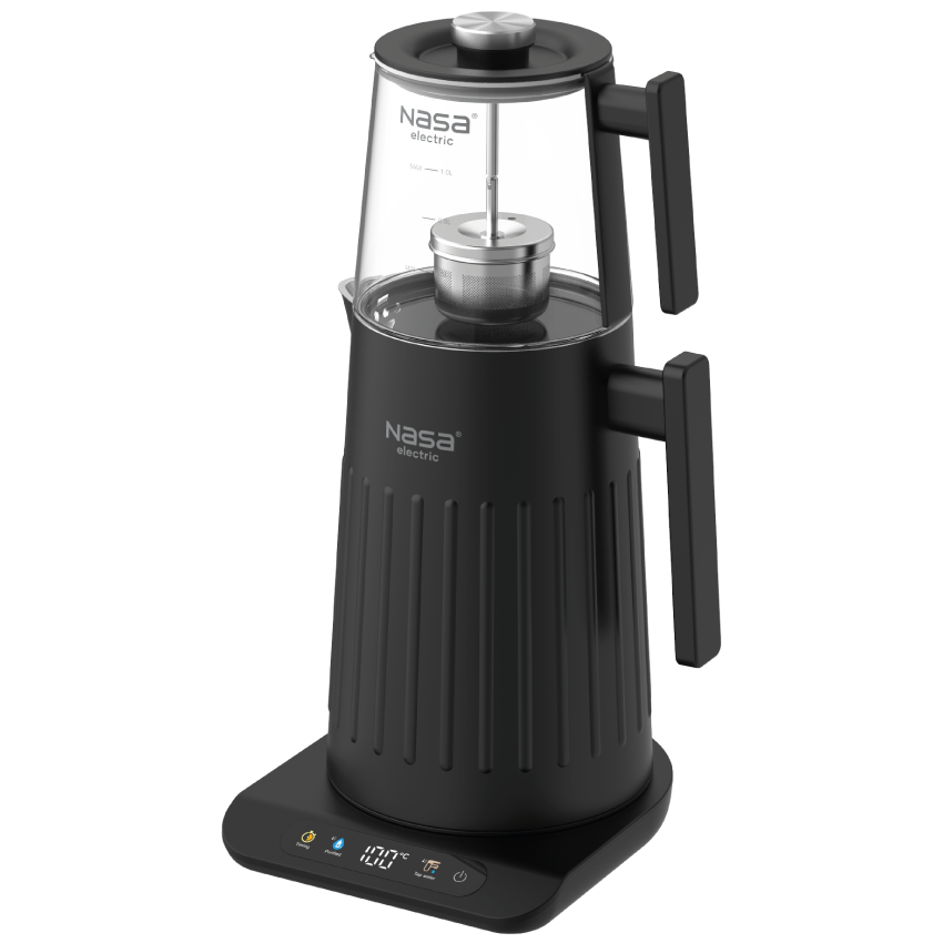 چای ساز ناسا الکتریک NS-518 مشکی با قوری پیرکس و توان 1500 وات