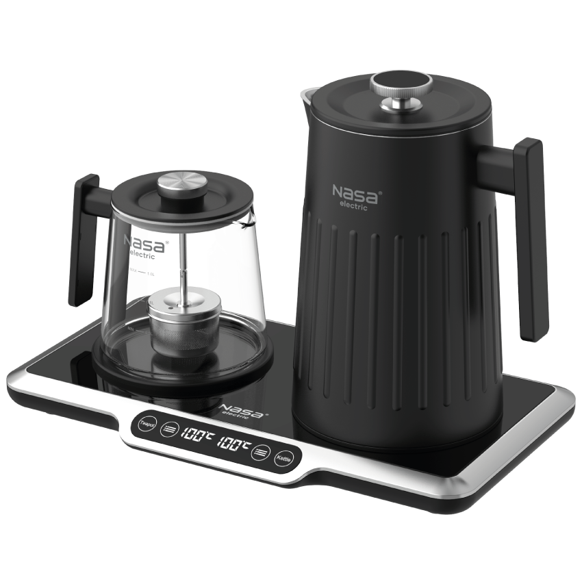 چای ساز ناسا الکتریک NS-520 مشکی نمای زاویه دار