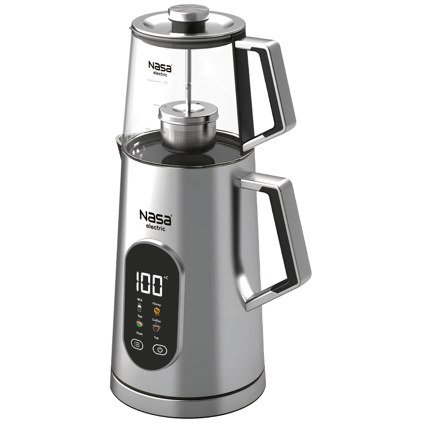 چای ساز ناسا الکتریک مدل NS-526 رنگ نقره ای نمای زاویه دار
